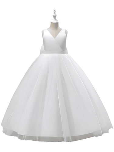 Girl's Long White Dresses For Weddings, Formal Evenings, Birthday Parties or Kid's First Communion -, Dress , Drestiny , 10, 10T, 12, 12T, 2T, 4T, 6T, 8T, Australia, Dark Blue, Dark Pink, Dark Red, Dresses, Girls, New Zealand, Sleeveless, TD, United Kingdom, United States, White , Drestiny , www.shopdrestiny.com